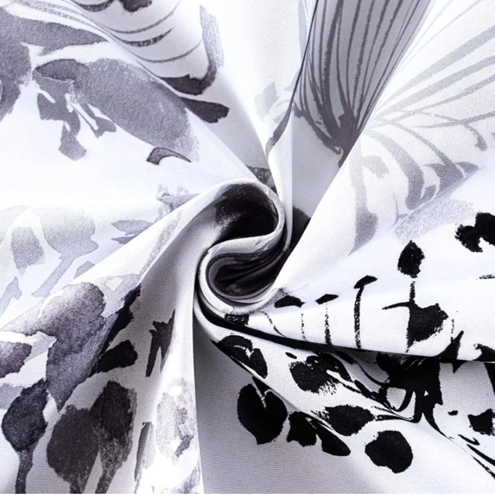 Luxury Home | Chic Black, White & Grey Acacia Floral Blossom Window Valence